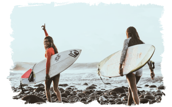 surfers in playa el tunco